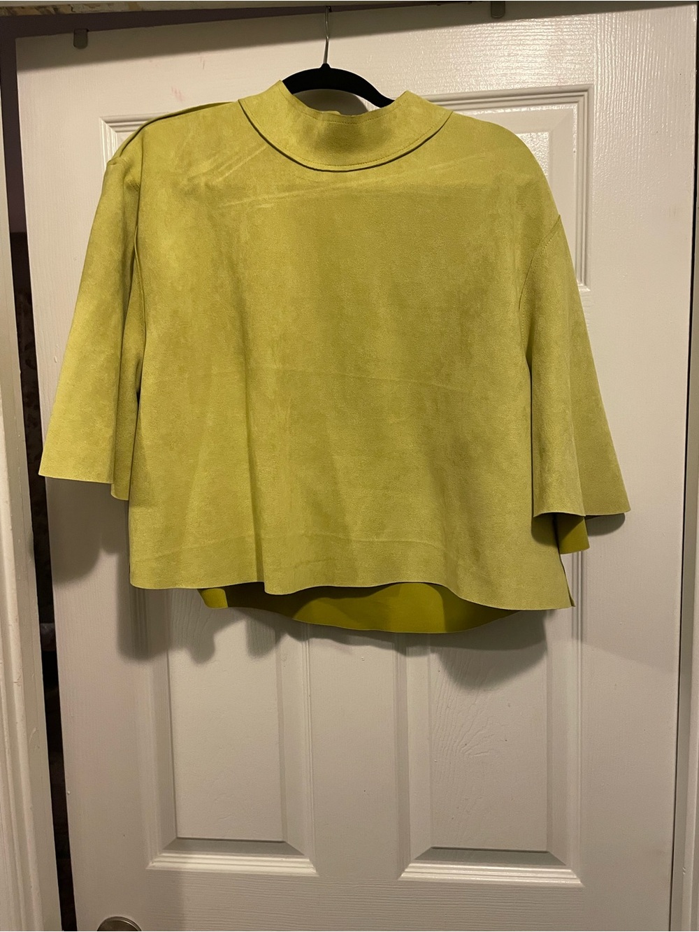 PrettyLittleThing Lime Green Suede Cape Sleeve Top